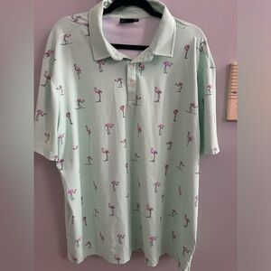 Mint Flamingo Golf Polo